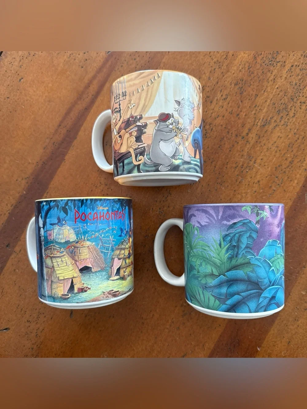 Set of 3 Disney Character Mugs - Pocahontas, The Lion King, Aristocats